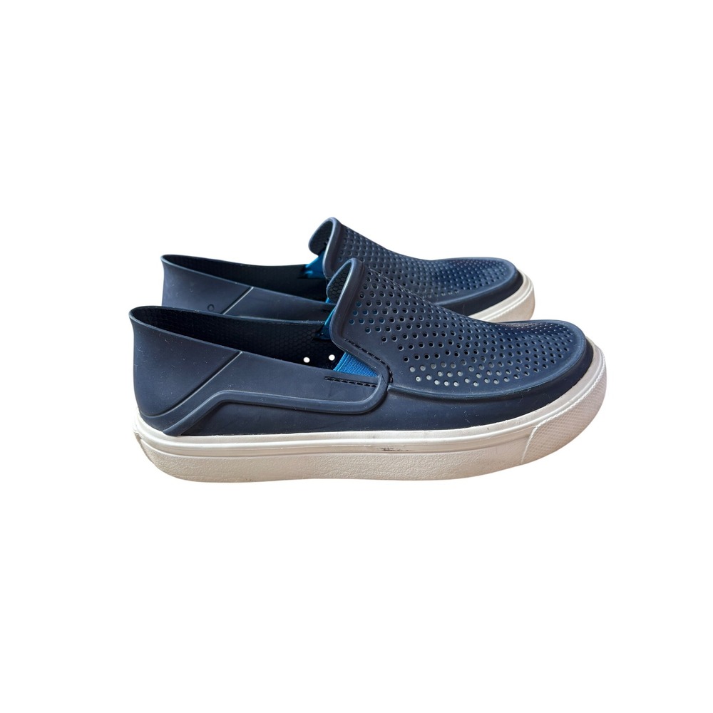 Crocs LiteRide Kids Navy Blue White Slip On Perforated Sneakers Shoes Size 3.5